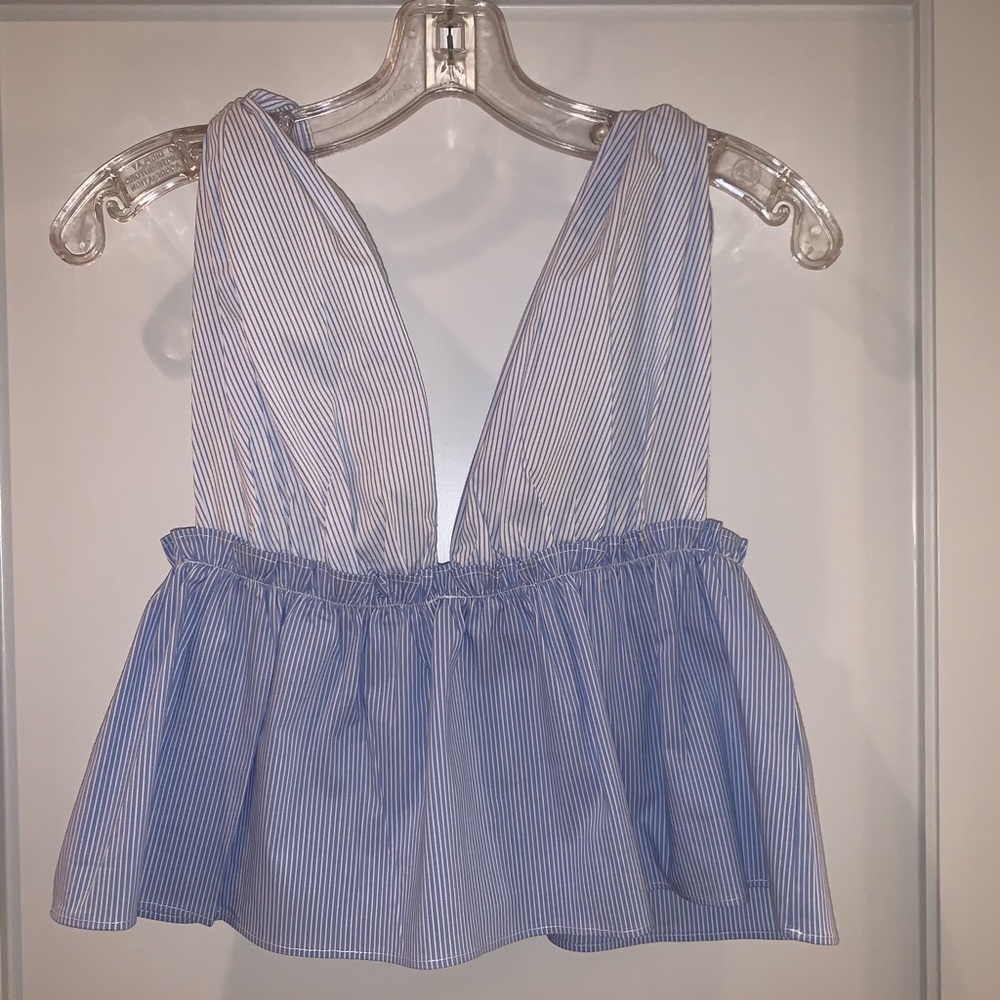 AQUA Blue Deep V Tank Top - size small